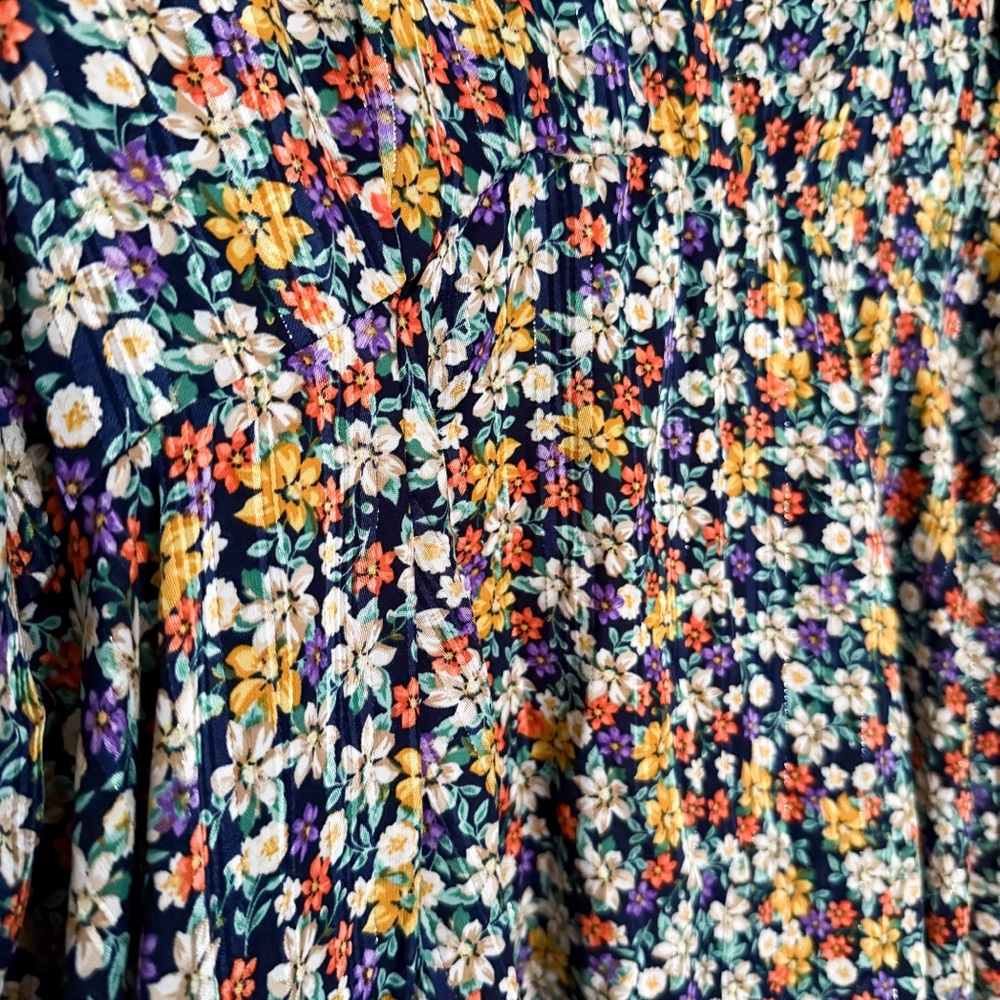 Umgee Floral Long Sleeve V-Neck Dress in Navy Multi - Picture 5 of 7